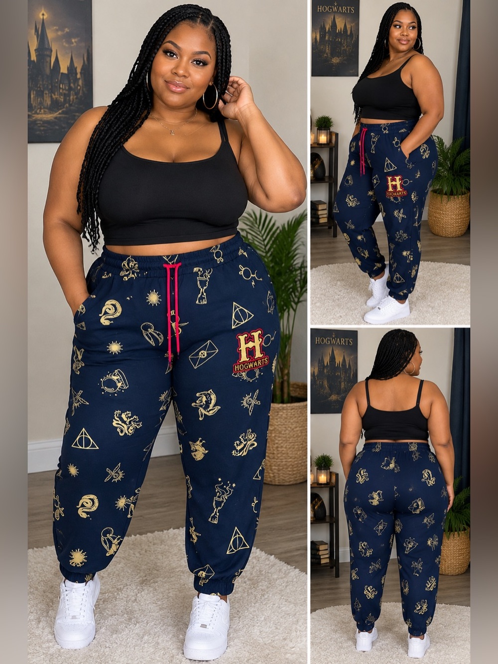 Harry Potter Women's Hogwarts Graphic Joggers Sweat Pants AOP Xsmall Pockets